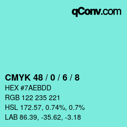 Color code: CMYK 48 / 0 / 6 / 8 | qconv.com