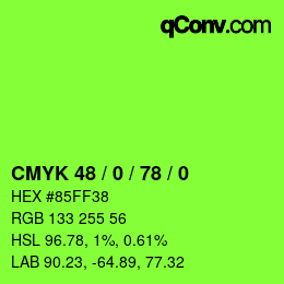 カラーコード: CMYK 48 / 0 / 78 / 0 | qconv.com