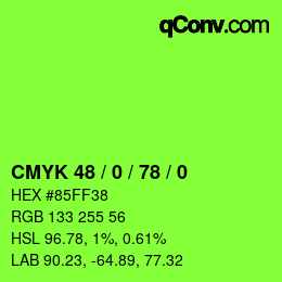 カラーコード: CMYK 48 / 0 / 78 / 0 | qconv.com