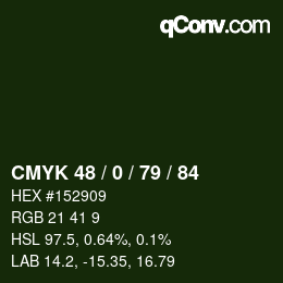 颜色代码: CMYK 48 / 0 / 79 / 84 | qconv.com
