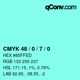 カラーコード: CMYK 48 / 0 / 7 / 0 | qconv.com
