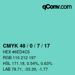 Código de color: CMYK 48 / 0 / 7 / 17 | qconv.com