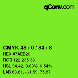 Color code: CMYK 48 / 0 / 84 / 8 | qconv.com
