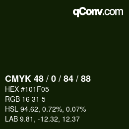 Color code: CMYK 48 / 0 / 84 / 88 | qconv.com
