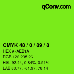 Color code: CMYK 48 / 0 / 89 / 8 | qconv.com