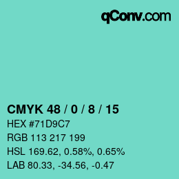Color code: CMYK 48 / 0 / 8 / 15 | qconv.com