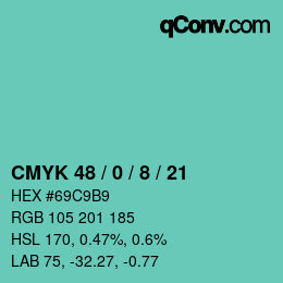 Color code: CMYK 48 / 0 / 8 / 21 | qconv.com