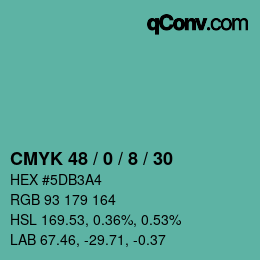 Color code: CMYK 48 / 0 / 8 / 30 | qconv.com