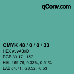 Color code: CMYK 48 / 0 / 8 / 33 | qconv.com