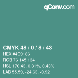 Color code: CMYK 48 / 0 / 8 / 43 | qconv.com
