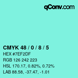 Color code: CMYK 48 / 0 / 8 / 5 | qconv.com