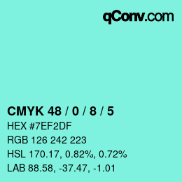 カラーコード: CMYK 48 / 0 / 8 / 5 | qconv.com