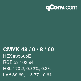 Color code: CMYK 48 / 0 / 8 / 60 | qconv.com