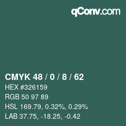 カラーコード: CMYK 48 / 0 / 8 / 62 | qconv.com