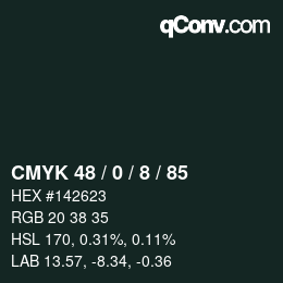 Color code: CMYK 48 / 0 / 8 / 85 | qconv.com