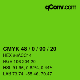 Color code: CMYK 48 / 0 / 90 / 20 | qconv.com
