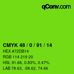 Color code: CMYK 48 / 0 / 91 / 14 | qconv.com