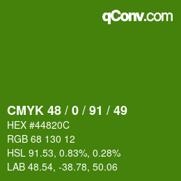 Color code: CMYK 48 / 0 / 91 / 49 | qconv.com