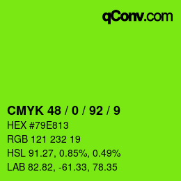 颜色代码: CMYK 48 / 0 / 92 / 9 | qconv.com