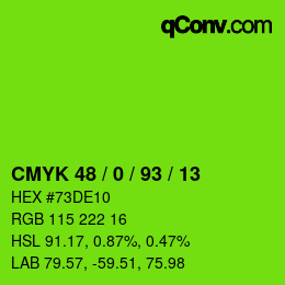 カラーコード: CMYK 48 / 0 / 93 / 13 | qconv.com
