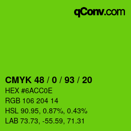 Color code: CMYK 48 / 0 / 93 / 20 | qconv.com