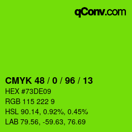 カラーコード: CMYK 48 / 0 / 96 / 13 | qconv.com