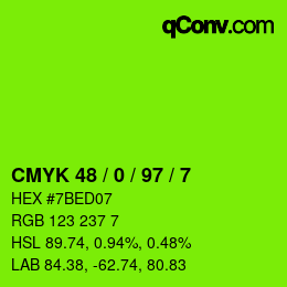 Color code: CMYK 48 / 0 / 97 / 7 | qconv.com