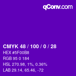 Color code: CMYK 48 / 100 / 0 / 28 | qconv.com