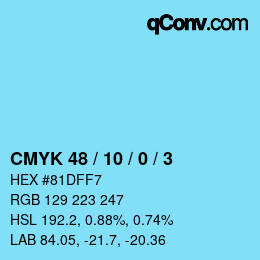 Color code: CMYK 48 / 10 / 0 / 3 | qconv.com