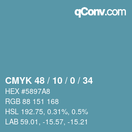 Color code: CMYK 48 / 10 / 0 / 34 | qconv.com