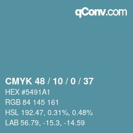 颜色代码: CMYK 48 / 10 / 0 / 37 | qconv.com