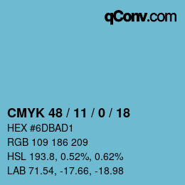 Color code: CMYK 48 / 11 / 0 / 18 | qconv.com