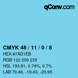 Color code: CMYK 48 / 11 / 0 / 8 | qconv.com