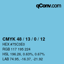 Color code: CMYK 48 / 13 / 0 / 12 | qconv.com