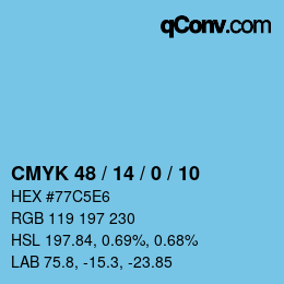 颜色代码: CMYK 48 / 14 / 0 / 10 | qconv.com
