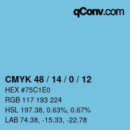 Color code: CMYK 48 / 14 / 0 / 12 | qconv.com