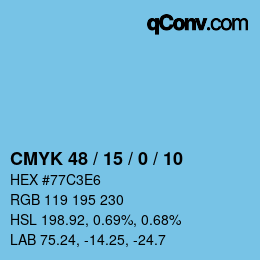 颜色代码: CMYK 48 / 15 / 0 / 10 | qconv.com
