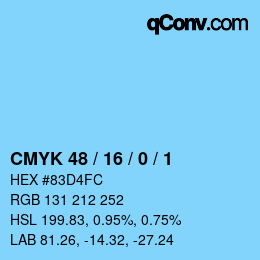 Color code: CMYK 48 / 16 / 0 / 1 | qconv.com