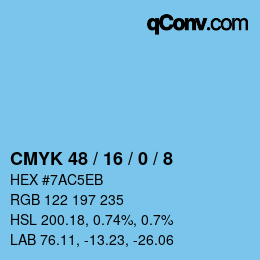 カラーコード: CMYK 48 / 16 / 0 / 8 | qconv.com