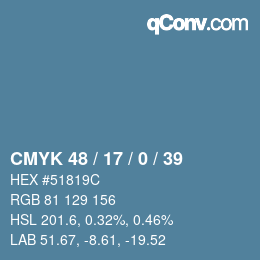 Color code: CMYK 48 / 17 / 0 / 39 | qconv.com