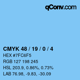Color code: CMYK 48 / 19 / 0 / 4 | qconv.com