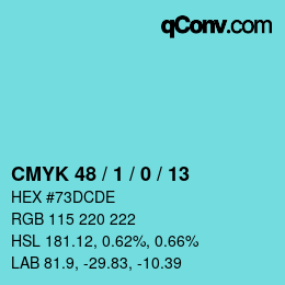 カラーコード: CMYK 48 / 1 / 0 / 13 | qconv.com