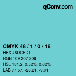 Color code: CMYK 48 / 1 / 0 / 18 | qconv.com