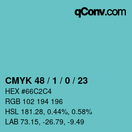 Color code: CMYK 48 / 1 / 0 / 23 | qconv.com
