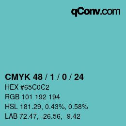 颜色代码: CMYK 48 / 1 / 0 / 24 | qconv.com