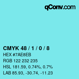 Color code: CMYK 48 / 1 / 0 / 8 | qconv.com