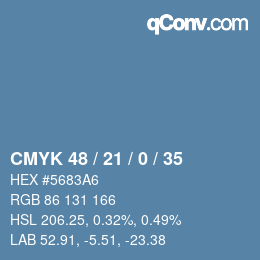 Color code: CMYK 48 / 21 / 0 / 35 | qconv.com