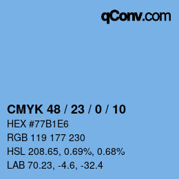 カラーコード: CMYK 48 / 23 / 0 / 10 | qconv.com