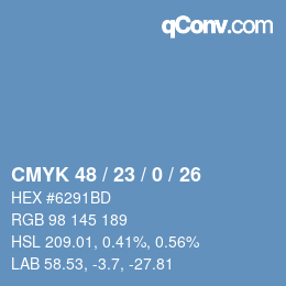 Color code: CMYK 48 / 23 / 0 / 26 | qconv.com