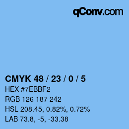 Color code: CMYK 48 / 23 / 0 / 5 | qconv.com